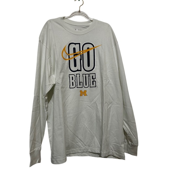 Nike Other - Michigan Wolverines‎ Go Blue Performance Nike T-Shirt Mens 2XL White Long Sleeve